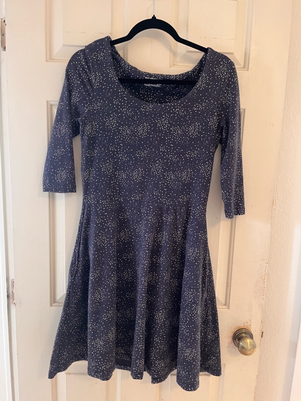 Pact Organic Navy Fit & Flare Midi Dress M